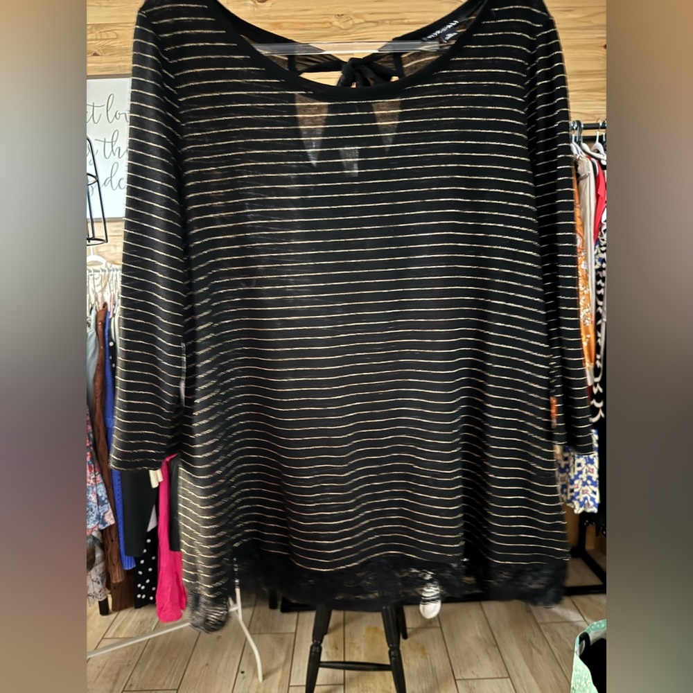 Roz & Ali Black Top with Gold Accents